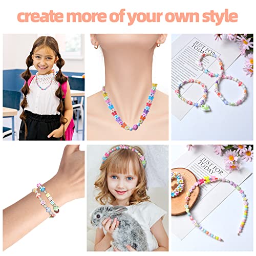550+Pcs Pony Beads Kit for DIY Bracelet Nacklace Ring Jewelry Making Kit  for Girls Bracelet Beads Colorful Alphabet Glass Seed Beads Art Craft Kits