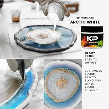 KP Pigments Epoxy Pigment, Epoxy Resin Tint with Spoon for Arts and Crafts, Jewelry, and Cups (Arctic White)