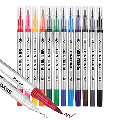 JFSJDF Dual Brush Marker Pens for Coloring, Artist Fine & Brush Tip Marker Set, Colored Markers for Kids Adult Coloring Books, Bullet Journaling, - WoodArtSupply