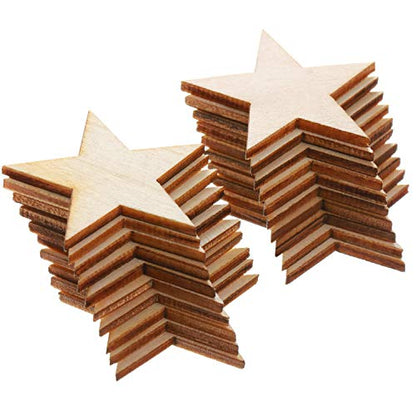 300 Pieces Wooden Stars Shape Unfinished Wood Stars Pieces Blank Wooden Cutouts Ornaments for Craft and Christmas Decoration(1.5 Inch) - WoodArtSupply