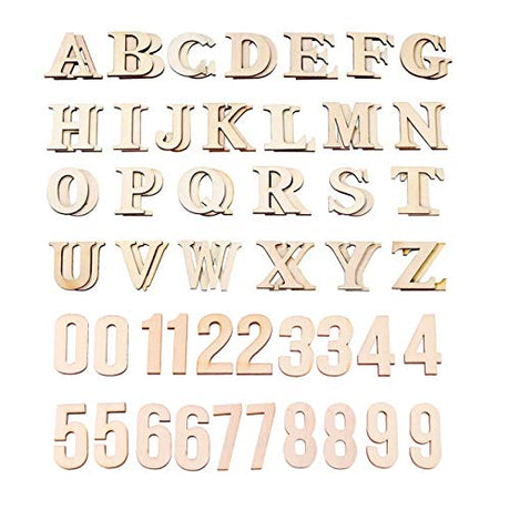 HZLHZYY 72 Pieces 4" Wood Alphabet Letters Unfinished Wooden Numbers Craft Letters Large Natural Wood Letters Paintable Home Wall Decor ABC Letters HZLHZYY