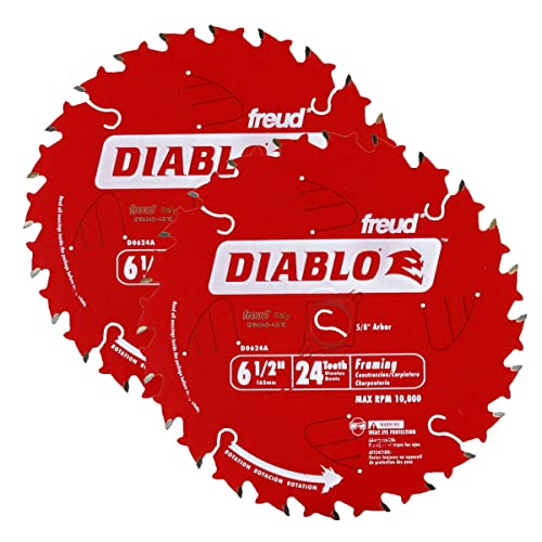 Freud D0624A Diablo 6-1/2-inch 24T ATB Perma-Shield Framing Saw Blades, 2-Pack Freud