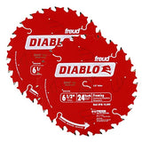 Freud D0624A Diablo 6-1/2-inch 24T ATB Perma-Shield Framing Saw Blades, 2-Pack Freud