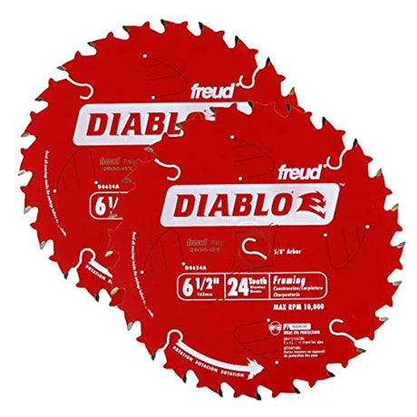 Freud D0624A Diablo 6-1/2-inch 24T ATB Perma-Shield Framing Saw Blades, 2-Pack Freud