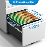 EKJ 3 Drawer Mobile File Cabinet, White Metal Under Desk Filing Cabinets with Wheels, Locking Slim Vertical File Cabinet for Home Office, Fully EKJ