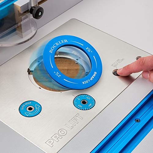 Rockler Pro Router Lift (8-1/4'' x 11-3/4'' Plate) – Kit Includes Aluminum Router Plate, Insert Ring, Set of Hex Keys on Key Chain - Easy to Install ROCKLER