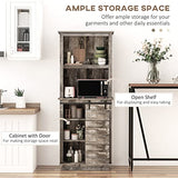 HOMCOM Freestanding Rustic Kitchen Buffet with Hutch, Pantry Storage Cabinet with Sliding Barn Door, Adjustable Shelf, Vintage Wood HOMCOM