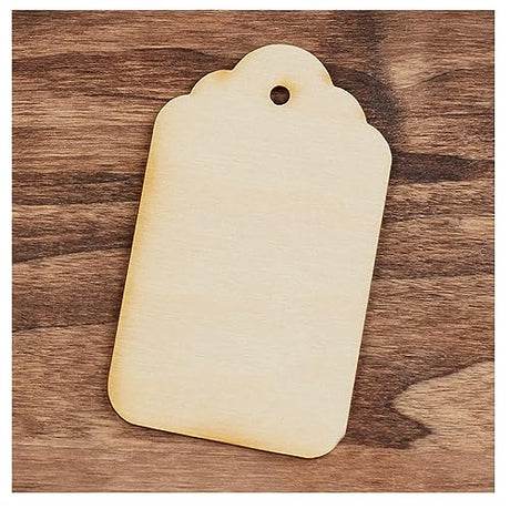 Unfinished Plain Wood Tags - Pack of 24 Blank Wooden Gift Tags with Holes (3-3/4" L x 2-1/8" W) by Factory Direct Craft Unfinished Wood Laser Cut Tag Factory Direct Craft