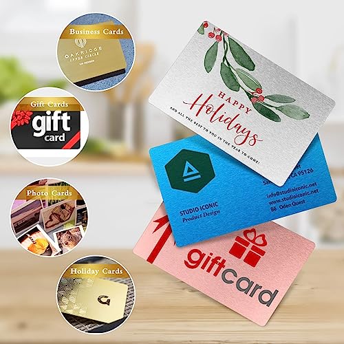 SUNJOYCO 100 Pcs Metal Business Card Blanks, Laser Engraving Business Cards Sublimation Blanks Name Cards for Promotion Gift Card Desk Number Tag