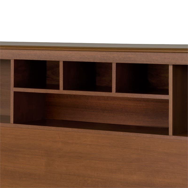 Bowery Hill Country Style King Size Wood Bookcase Bed Headboard and Cabinet Storage in Cherry Bowery Hill