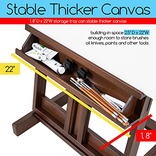 MEEDEN Art Painting Easel, Beech Wood Studio Easel 53" to 91" H, Holds Canvas Up to 78", Large Professional H-Frame Easel Stand with Storage Tray,