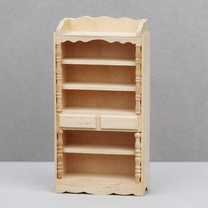 AirAds Dollhouse 1:12 Scale Dollhouse Miniature Classic Wood Bookcase Unfinished Wood Display