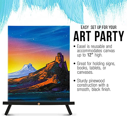 U.S. Art Supply 12" High Black Wood Display Stand A-Frame Artist Easel (Pack of 4) - Adjustable Wooden Tripod Tabletop Holder Stand for Canvas, US Art Supply