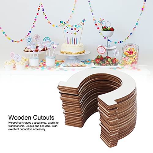 Wooden Cutouts, 24Pcs DIY Wood Horseshoe Shape Unfinished Cutouts Pendant Handmade Craft Decoration - WoodArtSupply