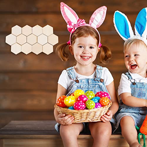 MAGICLULU 100pcs 25MM Unfinished Hexagon Wood Slices Wooden Unpainted Hexagon Blocks Blank Hexagon Wood Cutouts for DIY Crafts Home Decoration MAGICLULU