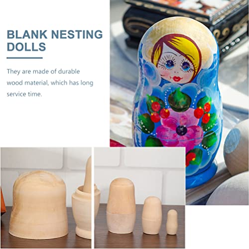 STOBOK Kids Art Supplies 4 Sets Unpainted Russian Dolls Wooden Blank Russian Nesting Dolls Dolls Create Your Own Nesting Dolls for Kids DIY Kids Toys STOBOK