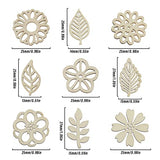 Micro Traders 100PCS Flower & Leaf Shapes Wooden Slices Wooden Embellishments Decorative Wood Chips Ornaments for DIY Scrapbooking Card Making Crafts Micro Traders