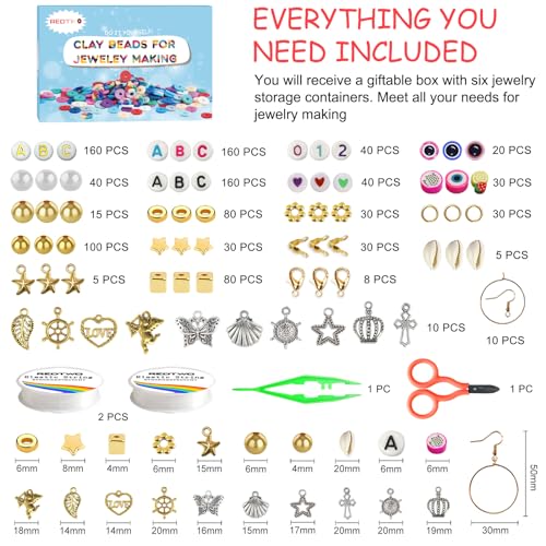 6200 Pcs Clay Beads Bracelet Making Kit Friendship Jewelry Kit Girls Kids  Gifts