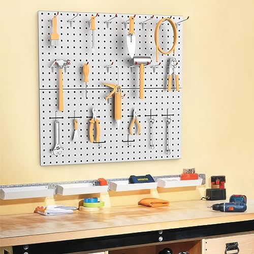 WALMANN Metal Pegboard Panels for Wall Garage Tools Pegboard Storage System for Garage, Workbench, Shed Modular Peg Board Organizer Board(Pack of 2, WALMANN