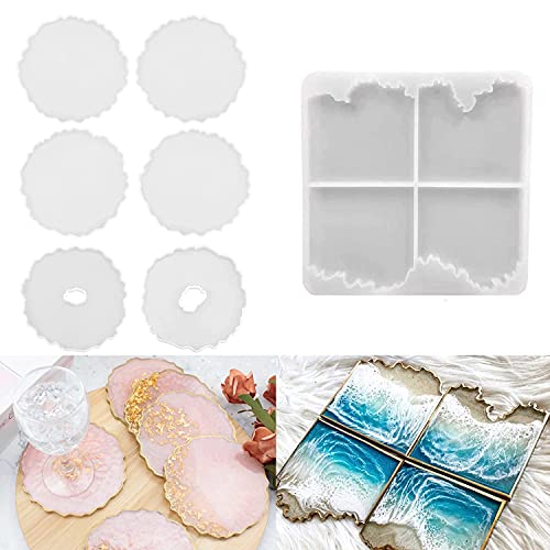 6 Pack Geode Coaster Molds for Resin + ResinWorld Resin Coaster Molds - WoodArtSupply