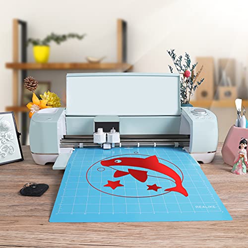 REALIKE LightGrip Cutting Mat for Cricut Maker 3/Maker/Explore 3/Air 2/Air/One, 2 Pack 12x12 Inch Blue Light Grip Adhesive Sticky Non-Slip Cut Mat - WoodArtSupply