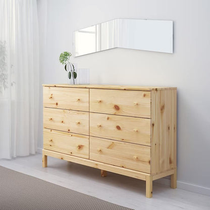 ATAADINE TARVA 6-Drawer Chest, Pine, 59 1/2x36 1/4" Natural Pine Wood Home Bedroom Dorm Furniture Unfinished