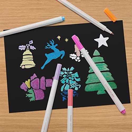 YUANCHENG Metallic Marker Pens, Set of 12 Colors Fine Point Metallic Marker Pens for Black Paper, Rock Painting, Easter Egg, Halloween Pumpkin, Card YUANCHENG