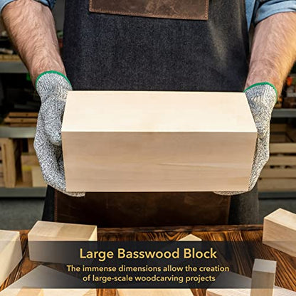 BeaverCraft BW1 Large Basswood Carving Block 10 x 4 x 4 Inches Carving Wood Blocks Whittling Wood Blocks Basswood for Wood Carving Wooden Blocks for