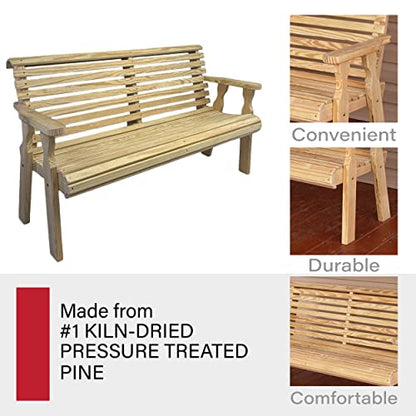 CAF Amish Heavy Duty 800 Lb Roll Back Pressure Treated Garden Bench (4 Foot, Unfinished) - WoodArtSupply