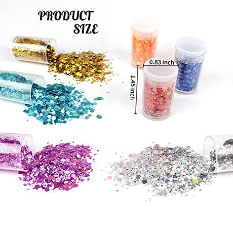 Holographic Chunky Glitter, Set of 36 Colors Craft Glitter Sparkle Sequins, Cosmetic Glitter Flake for Epoxy Resin, Body, Face, Eye, Nail Arts, Slime LICOOL GLITTER