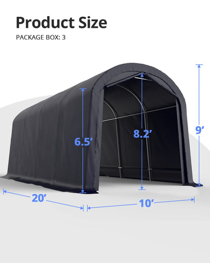 KING BIRD 10' x 20' Heavy Duty Carport Round Style Outdoor Instant Garage Anti-Snow Car Canopy with Reinforced Ground Bars - WoodArtSupply