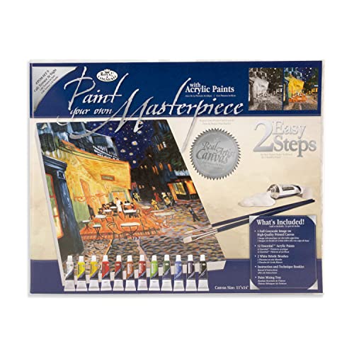 Royal & Langnickel Acrylic Paint Your Own Masterpiece Kit 11"X14", Terrace at Night - WoodArtSupply