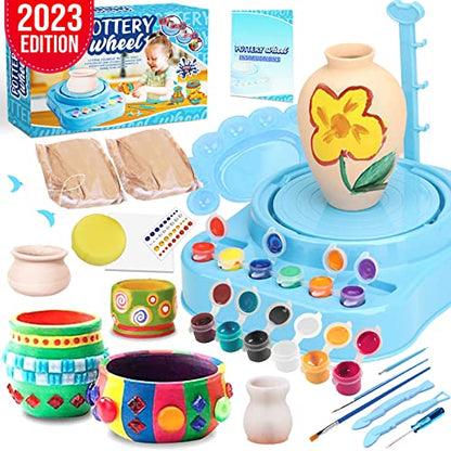 Insnug Mini Kids Pottery Wheel: Complete Painting Kit for Beginners with Modeling Clay and Sculpting Tools, Arts & Crafts Small Banding Wheel for - WoodArtSupply