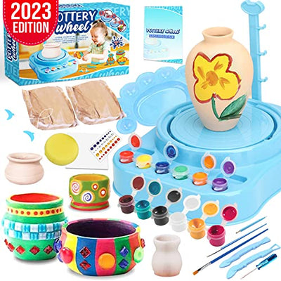 Insnug Mini Kids Pottery Wheel: Complete Painting Kit for Beginners with Modeling Clay and Sculpting Tools, Arts & Crafts Small Banding Wheel for