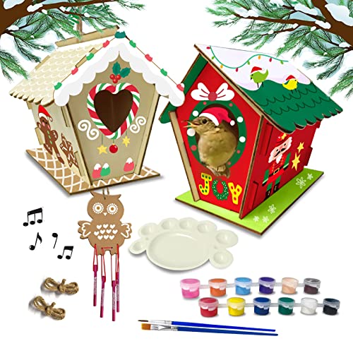 Craft Spot! Bird House Kit for Kids, Christmas Bird House Sets to Build, DIY Wooden Birdhouse for Outdoor, Kids Crafts Wood Arts and Crafts for Kids