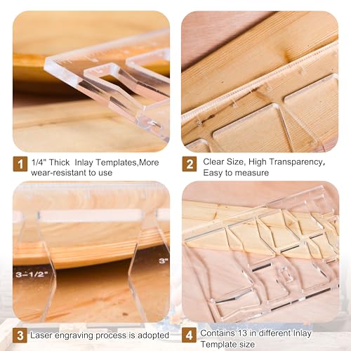 Monliful 13 in 1 Router Template for Woodworking,Router Jig Template, Router Template Jig Kit, Butterfly Inlay Template Decorative Template 10"*7.9" Monliful