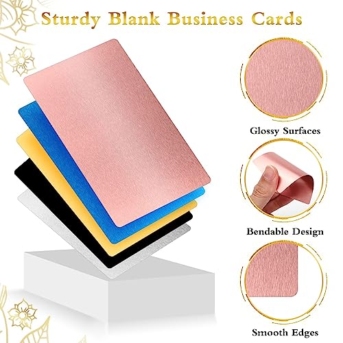 SUNJOYCO 100 Pcs Metal Business Card Blanks, Laser Engraving Business Cards Sublimation Blanks Name Cards for Promotion Gift Card Desk Number Tag