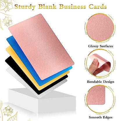 SUNJOYCO 100 Pcs Metal Business Card Blanks, Laser Engraving Business Cards Sublimation Blanks Name Cards for Promotion Gift Card Desk Number Tag