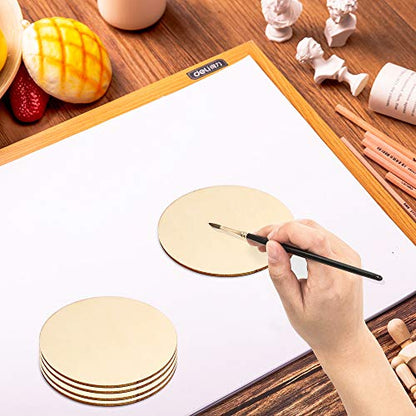 Newbested 72 PCS 4 Inch Unfinished Wood Circles Pieces,Natural Blank Wood Round Slices Cutouts for Christmas,Pyrography,Painting,Staining,DIY Crafts