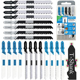 20PCS T Shank Jigsaw Blades Tool for Wood Plastic Metal Compatible with 90% Power Jig Saws Such as Bosch DEWALT RYOBI One+ Makita SKIL Black+Decker GINEPAN