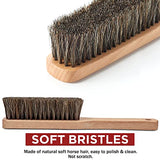 Horsehair Shoe Boot Brush 10.2 inches, Hat Brush, Hand Broom Brush by TAKAVU, 100% Soft Genuine Horse Hair Bristles, Long Beech Wood Handle for TAKAVU