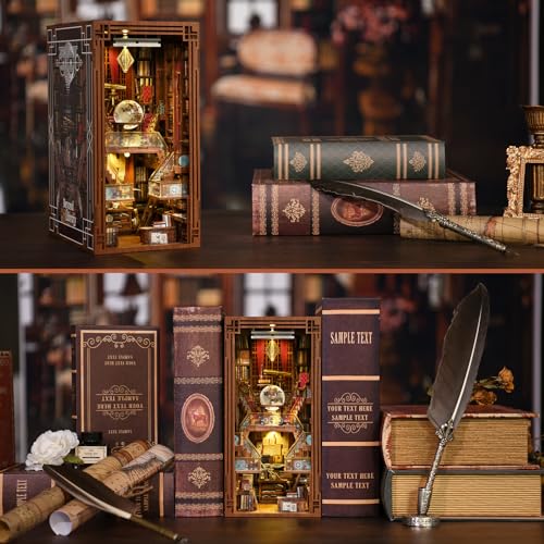 Minicity Book Nook Kit, DIY Miniature Dollhouse Booknook Kit, 3D Wooden  Puzzle Bookend Bookshelf Insert Decor with LED Light for Teens and Adults