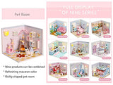 Kisoy Dollhouse Miniature with Furniture Kit, DIY 3D Wooden DIY House Kit A Corner of a Small Apartment Style with Dust Cover & LED,Handmade Tiny Kisoy