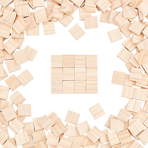 OLYCRAFT 300Pcs Wood Blank Letter Tiles 20x18mm Unfinished Wooden Squares Blank Wood Cabochons Unfinished Square Wood Tiles for DIY Crafts Wood