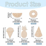 Pandahall 25Pcs Unfinished Summer Theme Wood Slices Watermelon Ice Cream Pineapple Pizza Doughnut Wooden Cutouts Cabochons for Painting DIY Vocation PH PandaHall