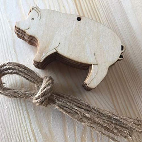 Amosfun 10pcs Pig Shape Wood Pig Wooden Cutout Shape Blank Wood Gift Tags Blank Wooden Hang Label Tags Unfinished Wood Tags for Wine Wood Name Tags, Amosfun