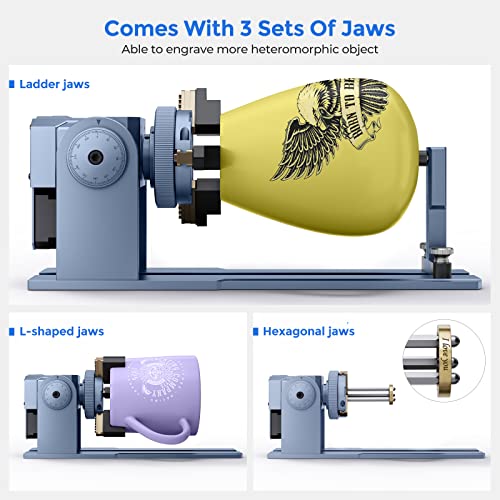 IKIER R1 Pro 4-in-1 Laser Rotary Set, Multi-Function Chuck and Roller Rotary for Most Laser Engraver, Jaw Chuck Rotary, Y-axis Rotary Roller for IKIER