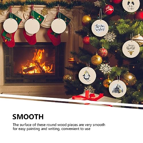 Zerodeko 1 Set Wooden Slices Label Pendant Unfinished Wood Slices Craft Pendant with Hole Decorations Set Wood Chips Wooden Christmas Decorations Zerodeko