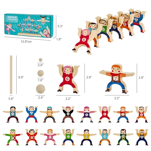 Wooden Stacking Toys,16Pcs Circus Hercules Acrobatic Troupe Interlock Toy,Balancing Building Blocks Game Toddler Puzzle Toys,for 3 4 5 6 Years Old moopok