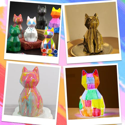 HAPMARS Paint Your Own Cat Lamp Kit 1pcs, DIY Geometric Cat Art Craft Painting Kits for Girls Boys, Girl Boy Crafts for Kid Age 4 5 6 7 8 9 10 11